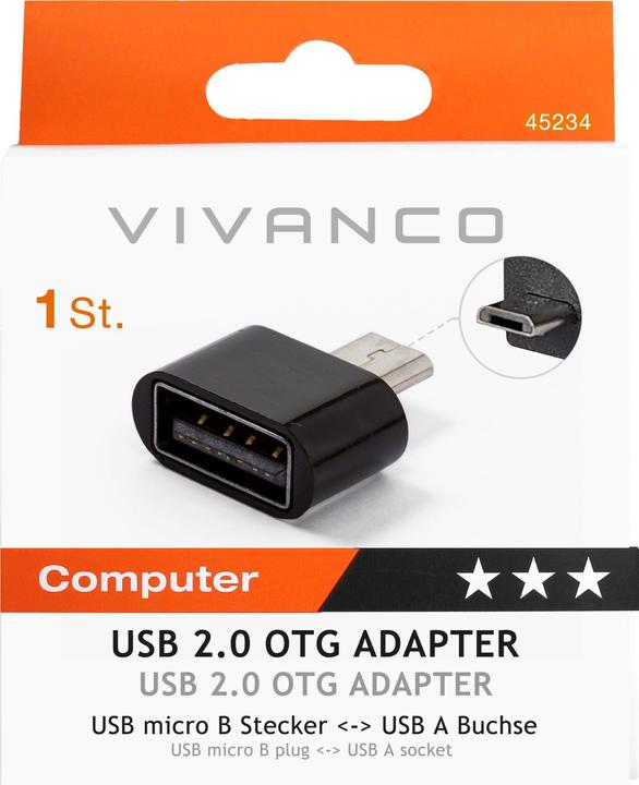 Actual product image Vivanco USB OTG Adapter (USB-A)