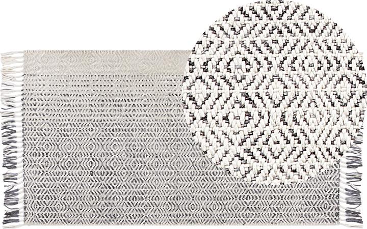 Beliani Wool Carpet White/Grey 80 x 150 cm OMERLI (80 x 150 cm)
