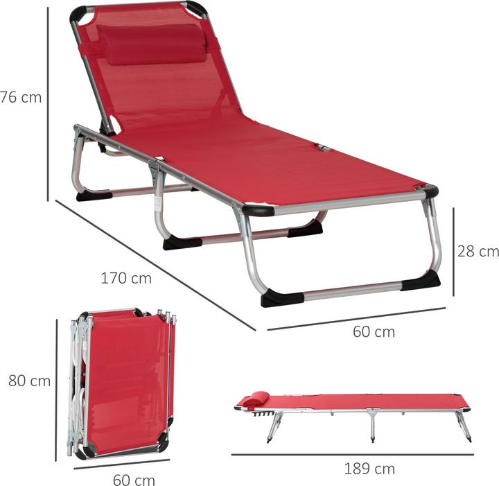 Immagine prodotto Outsunny Lettino da giardino regolabile a 5 livelli (80 cm)