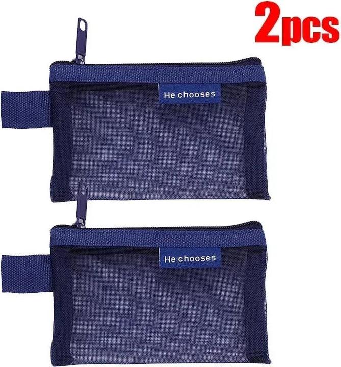 Immagine prodotto Only-Bags.Store 2 pezzi Mini Mesh Storage Bags Multi-colour Portable Pencil Case Holder Coin Cosmetic Jewellery