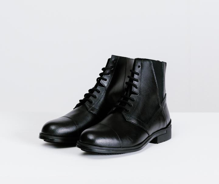Produktbild Fouganza Reitstiefeletten 500 geschnürt Leder Damen schwarz (39)