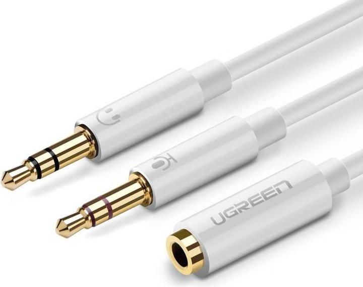 Immagine prodotto Ugreen AV141 Cavo audio da 3,5 mm femmina a 2 maschi (bianco) (0.20 m)