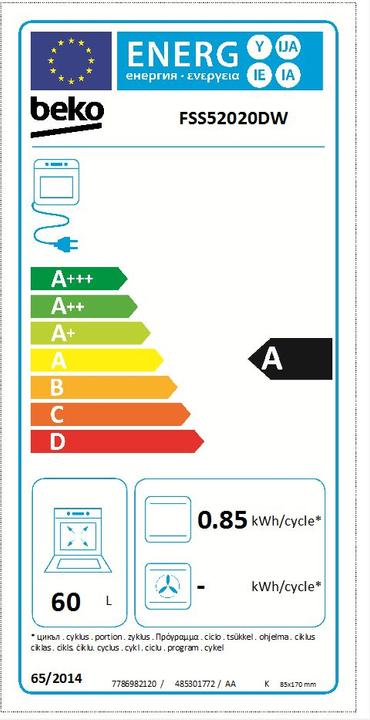 Etichetta energetica Beko FSS52020DW 50 cm