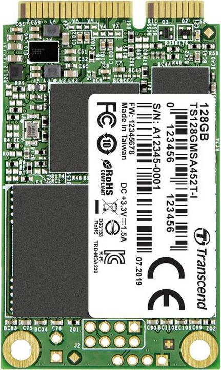 Image du produit Transcend 128GB, mSATA SSD, SATA3, 3D TLC, PE : 3K, Wide Temp. (128 Go, mSATA)