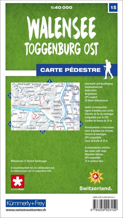 Actual product image Hiking map 15 Lake Walen, Toggenburg East