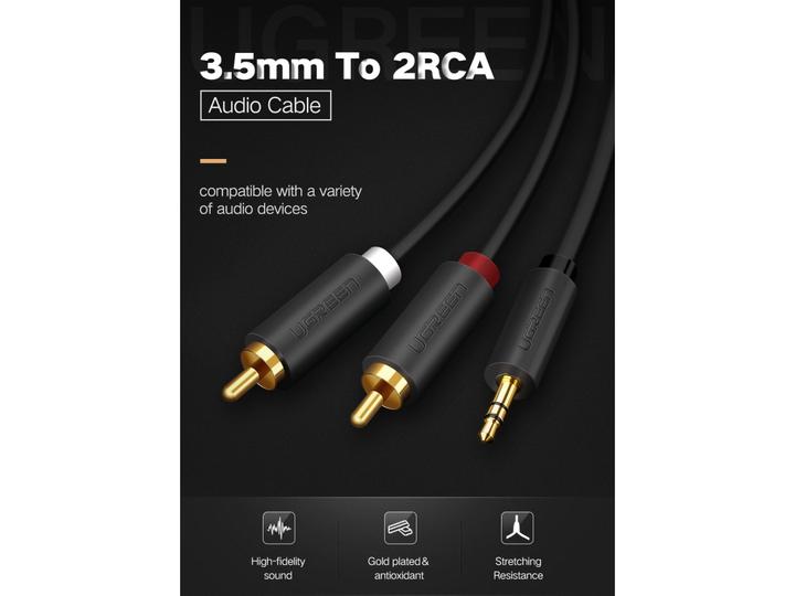 Produktbild Ugreen 3.5 mm Klinke – Cinch Stereo (x2) (1 m, 3.5mm Klinke (AUX))