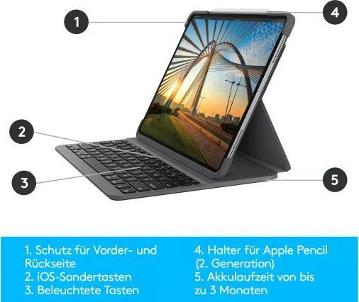 Image du produit Logitech Slim Folio Pro (CH, iPad Pro 12.9 2018 (3. Gen), iPad Pro 12.9 2020 (4. Gen))