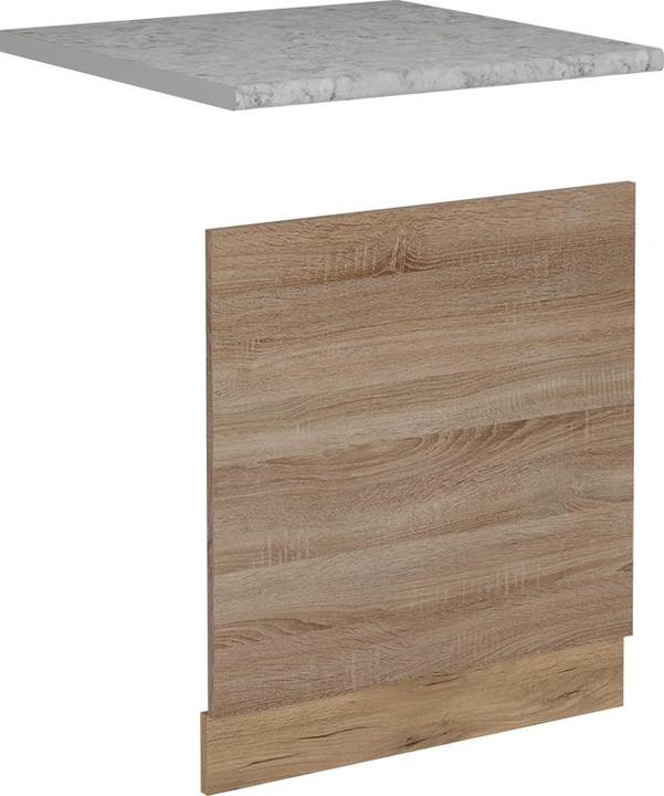 Vicco Geschirrspülblende R-Line, Sonoma/Goldkraft Eiche, 60 cm, AP Marmor