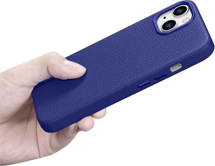 Produktbild iCarer litchi Premium Ledertasche für iPhone 14 Plus Magnetische Ledertasche mit magSafe dunkelblau (Apple iPhone 14 Plus)