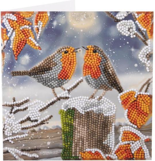 Craft Buddy Küssende Vögel, Karte 18x18cm Crystal Art