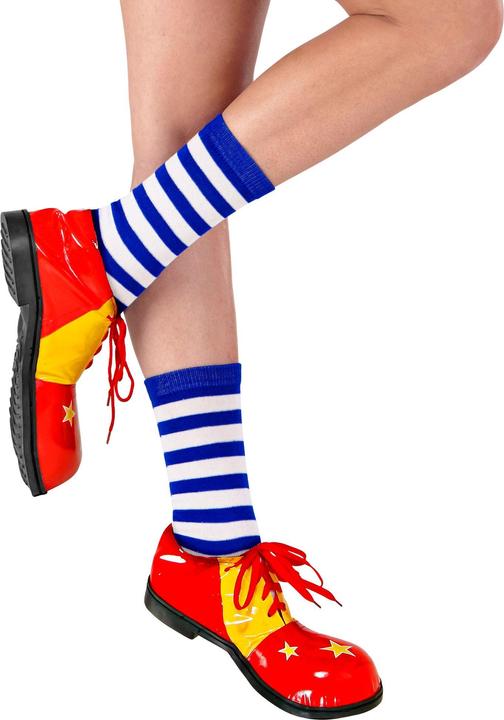 Widmann 34442 - Unisex Adult Striped Socks, Clown, Circus, Carnival, Theme Parties, Size XL, Blue an