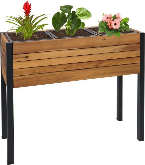 Produktbild Mendler Pflanzkasten HWC-L22, 75x81x30cm Outdoor Alu Akazie, braun
