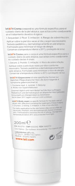 Actual product image Leti AT4 Atopic Skin Body Cream for Neurodermatitis, 200 ml Cream (Body cream, 200 ml)