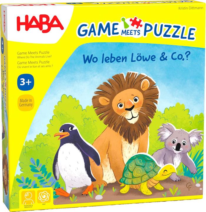 Actual product image Haba Game meets puzzle - Where do lions & co. live? (German)