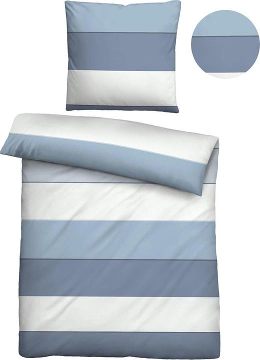 Actual product image Biberna Mako-Satin Bettwäsche Streifen 615210-220 taubenblau (Bedding set, 135x200 cm + 80x80 cm)