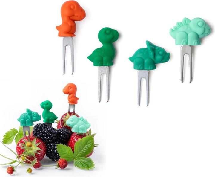 Actual product image Lekkabox Stainless Steel Piecers Set of 4, Dino