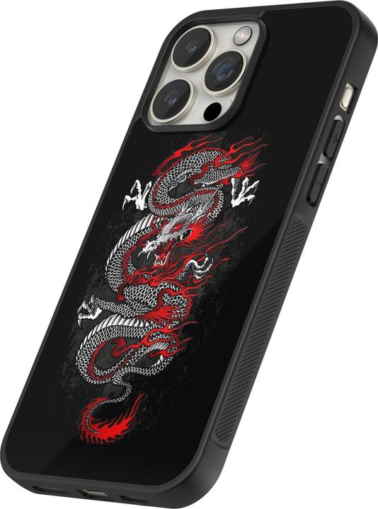 Actual product image PhoneLook Cover Silicone Black Japanese style Dragon Tattoo Red Black (Apple iPhone 15 Pro Max)