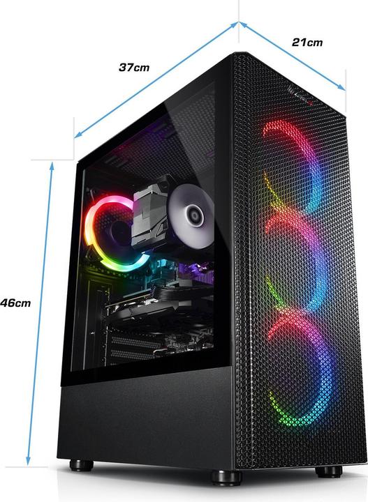Actual product image Kiebel Gaming PC Tricera V AMD Ryzen 5 5500, 32GB DDR4, AMD Radeon RX 7600 XT 16 GB, 1TB SSD (AMD Ryzen 5 5500, 32 GB, 1000 GB, Radeon RX 7600 XT Fighter)