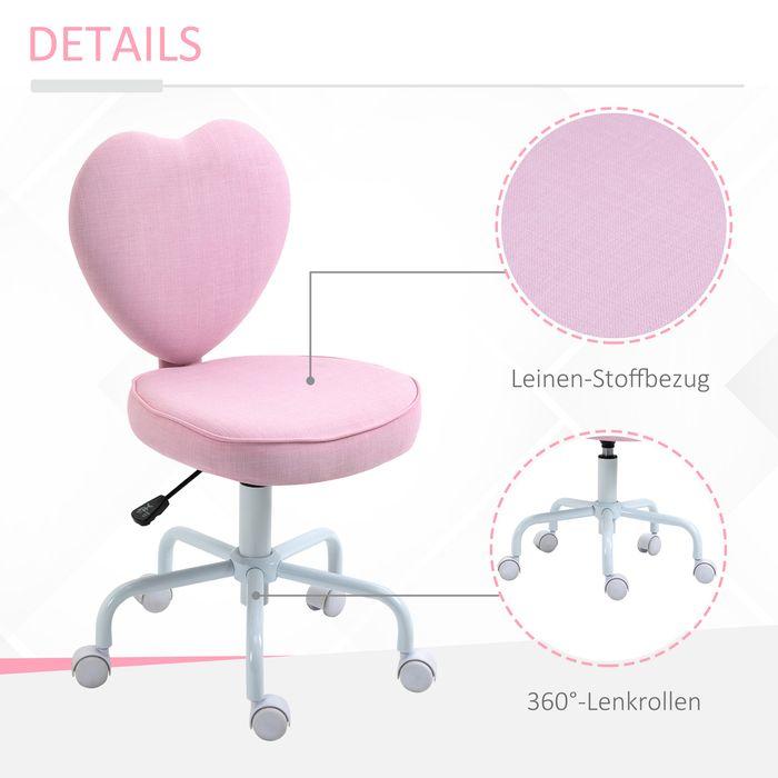 Image du produit Swisshandel24 Fauteuil de direction Chaise d'ordinateur en forme de coeur Rose Tissu en lin