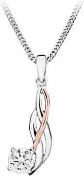 Silver Cat Elegant bicolor necklace with cubic zirconia SC453 (chain. pendant)