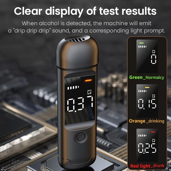 Image du produit PhoneLook Alcootest numérique éthylotest portable avec écran LCD format poche (USB-C, rechargeable)