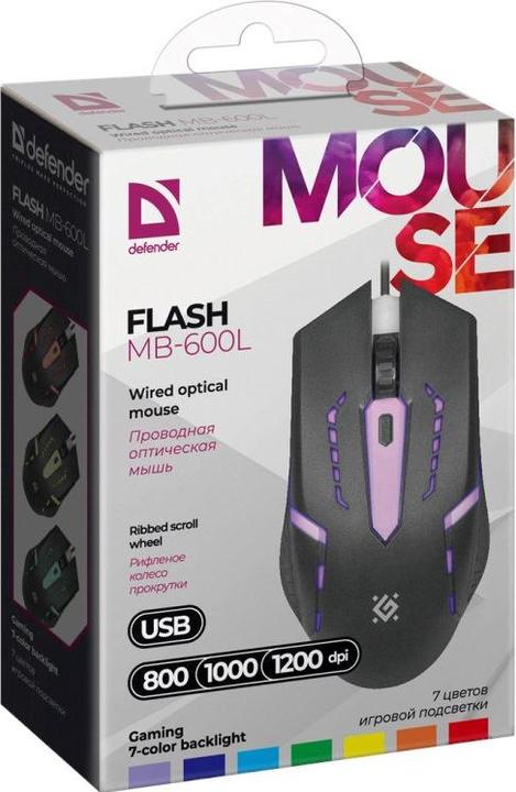 Actual product image Defender MAUS FLASH MB-600L OPTIC LED 1200dpi 4P (Cable)