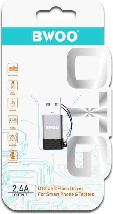 Actual product image Bwoo adapter BZ-38 USB-C - USB gray OTG (USB Type C, USB-A)