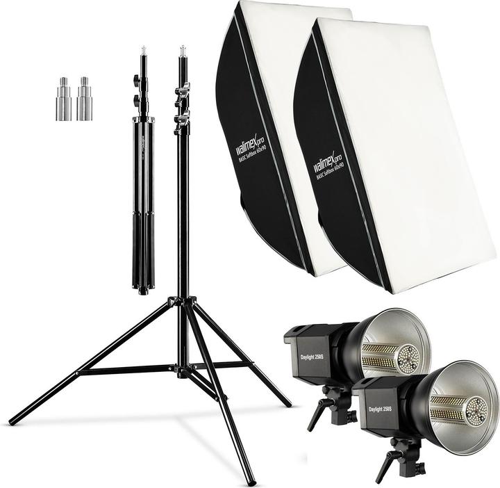 Immagine prodotto Wiltec 2er Set 35W LED Studioleuchte 90x60cm Softbox 256cm Lampenstativ (Luce studio)