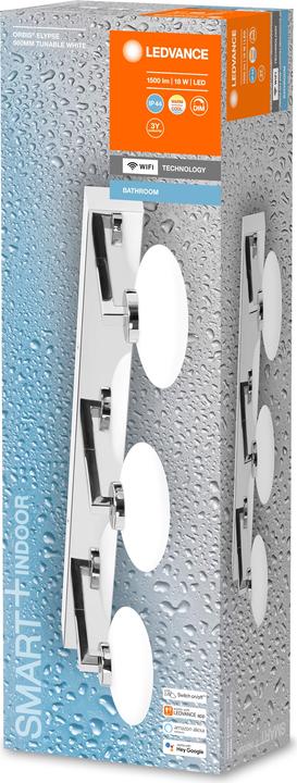 Actual product image Ledvance Smart+ wall Orbis Elypse IP44 TW 56 cm Chrome 3x5W 1500Lum (1500 lm)