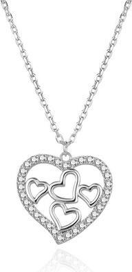 Agato Romantic silver necklace with hearts AGS1568/47