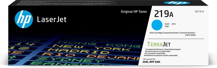 Actual product image HP 219A Cyan Original LaserJet Toner Cartridge, 1200 pages, Cyan, 1 pc(s) (C)