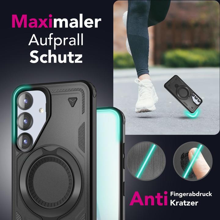 Produktbild Nalia Stormguard - Stossfeste Armor Ring Hülle für MagSafe - Military Kickstand Hardcase (Samsung Galaxy S25)