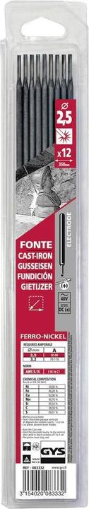 Immagine prodotto GYS Elettrodi a bastoncino, 12 pezzi, 2,5 mm, ghisa