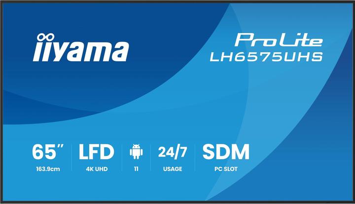 iiyama 65" 3840x2160, UHD IPS panel, Haze 25% (3840 x 2160 Pixel, 64.50")
