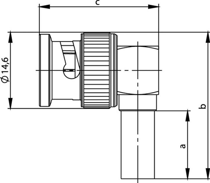 Actual product image Telegärtner BNC cable angle connector crimp G13, G50 75 Ohm, solder/crimp, A0504, G13 (0.4/2.5)