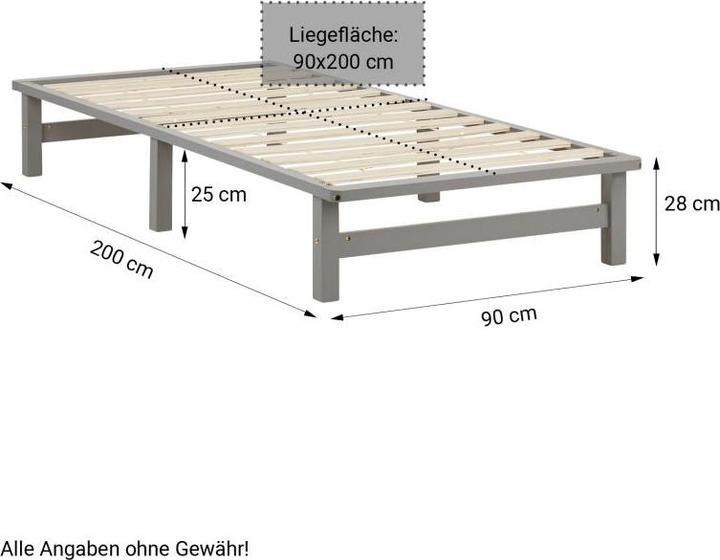 Produktbild Homestyle4u Palettenbett mit Bettkästen & Matratze (90 x 200 cm)
