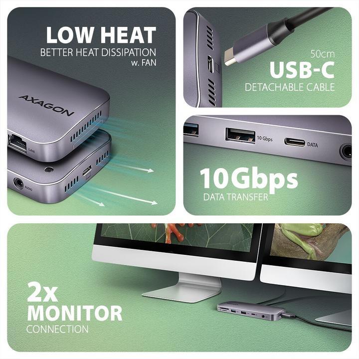 Produktbild Axagon HMC-12GM2 Hub USB 12 in1 10 Gbit (USB-C, 1 Ports)