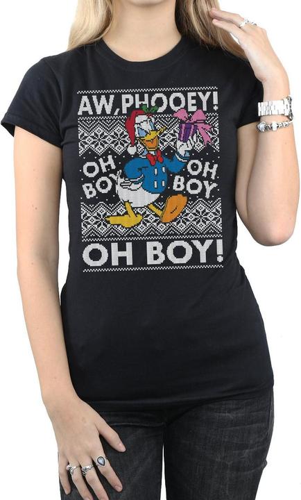 Actual product image Disney Womens/Ladies Donald Duck Christmas Fair Isle Cotton T-Shirt (M)