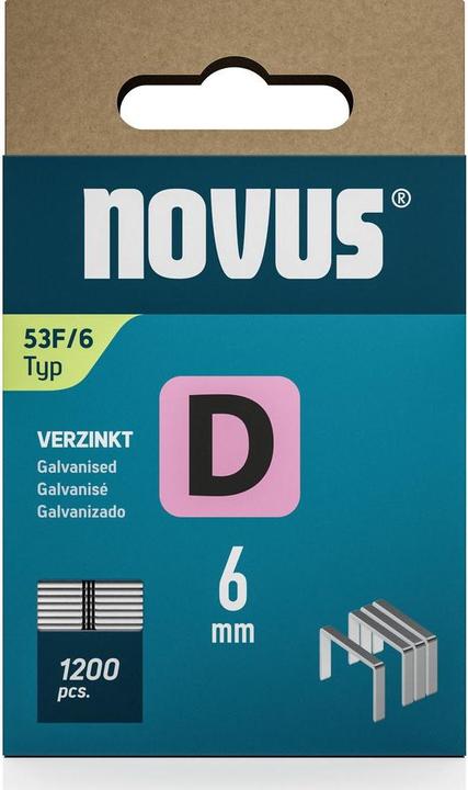 Immagine prodotto Novus Graffette a filo piatto D tipo 53 F 6mm 1200 pz. 042-0788 Dimensioni (L x L) 6