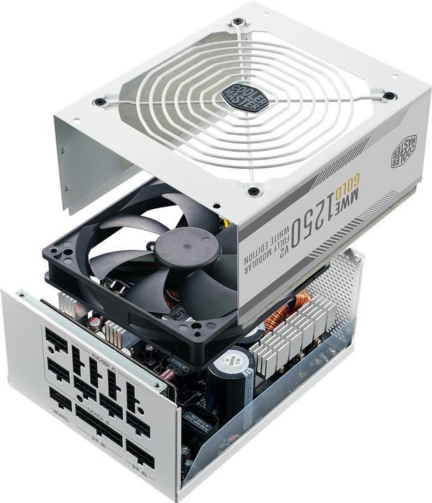 Image du produit Cooler Master Master MPE-C501-AFCAG-3GEU MWE Gold V2 White, ATX3.0, 1250W, 90%, 140mm, 3x PCIe 6+2, 12x SAT (1250 W)