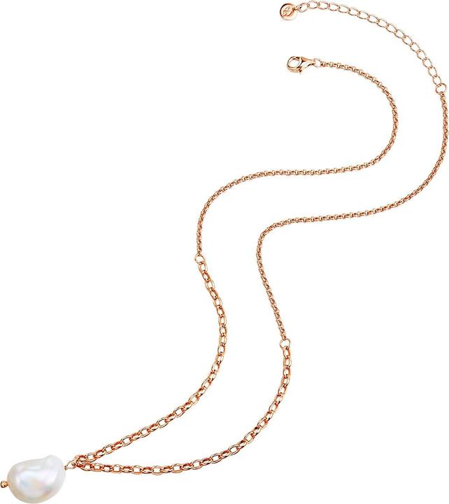 Immagine prodotto Glanzstücke München Catena da donna in argento Sterling con perle d'acqua dolce coltivate in oro rosa 40,0 cm di base + (Argento, 40 - 45 cm)