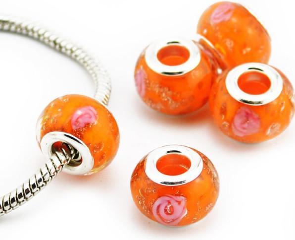 Immagine prodotto Hermex Perlina di vetro placcata argento 925 - Arancione (Vetro, Argento 925)