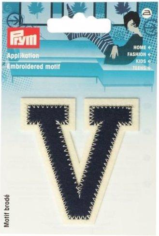 Produktbild Prym Applikation Buchstabe V, blau/ecru (1 x)