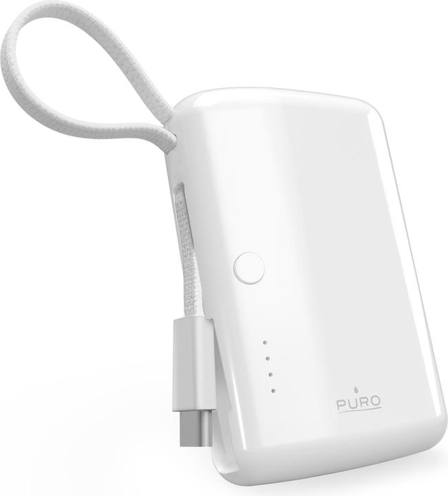 Immagine prodotto SBS Puro Powerbank 5000mAh con cavo USB-C integrato, Power Delivery 20W, bianco (10000 mAh, 20 W, 37 Wh)