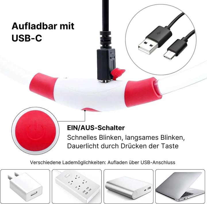 Produktbild Hermex LED-Leuchthalsband Sicherheits-Hundehalsband Hundehalsband Schlauchhalsband (Hund, Allgemein, Hundesport)