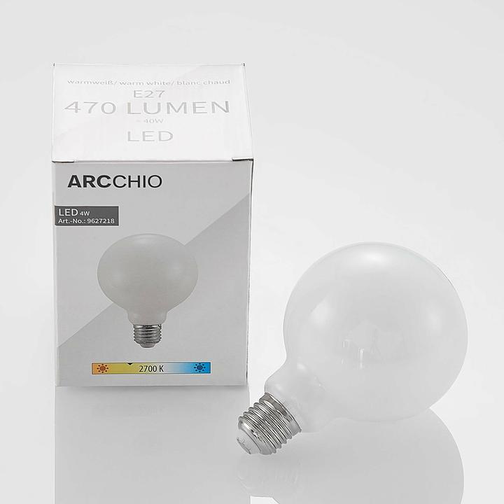 Produktbild Arcchio LED-Lampe E27 4W 2.700K G95 Globe, dimmbar, opal (E27, 470 W, 470 lm, 1 x, E)