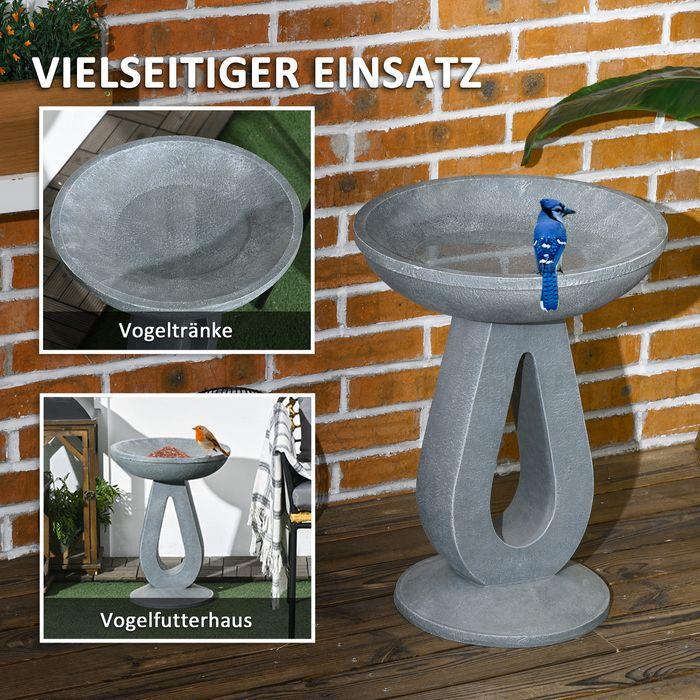 Image du produit Swisshandel24 Vogeltränke, Vogelbad mit Ständer, Stein-Look, Grau