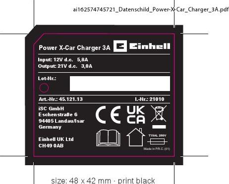 Actual product image Einhell PXC Charger Power X-Car Charger 3A (18 V)