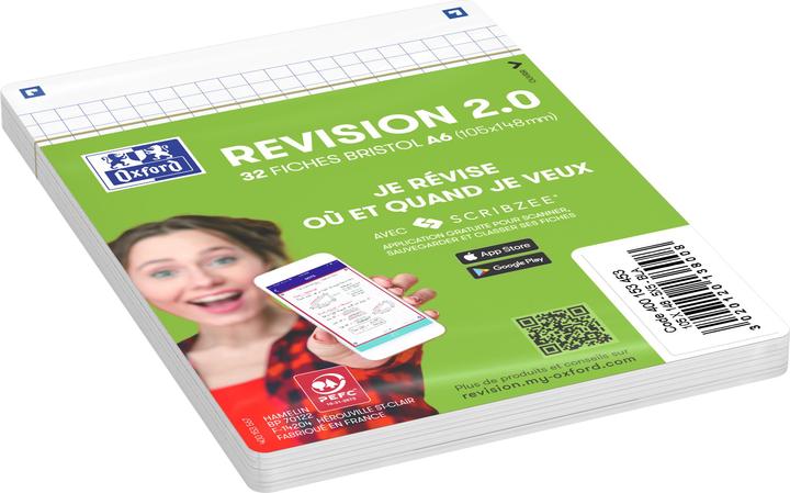 Produktbild Oxford Fiches bristol REVISION 2.0, A6, blanc (A6, 250 g/m², 32 x)
