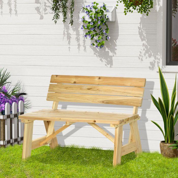 Produktbild Swisshandel24 Gartenbank 2-Sitzer Parkbank aus Holz Sitzbank bis 220 kg Bank Terrassenbank mit Rückenlehnen Garten